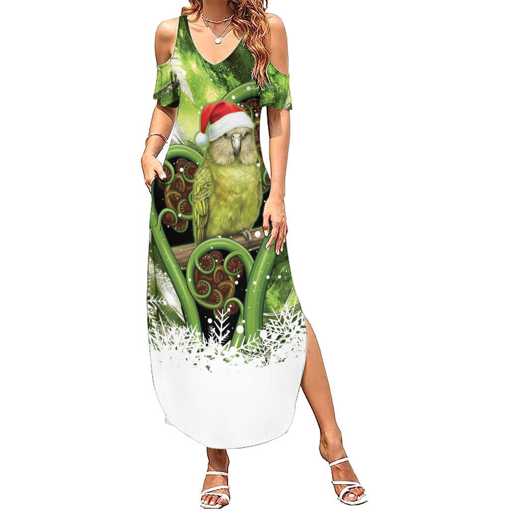 Kakapo New Zealand Christmas In July Family Matching Summer Maxi Dress and Hawaiian Shirt NZ Aroha Koru Fern Marble Vibes
