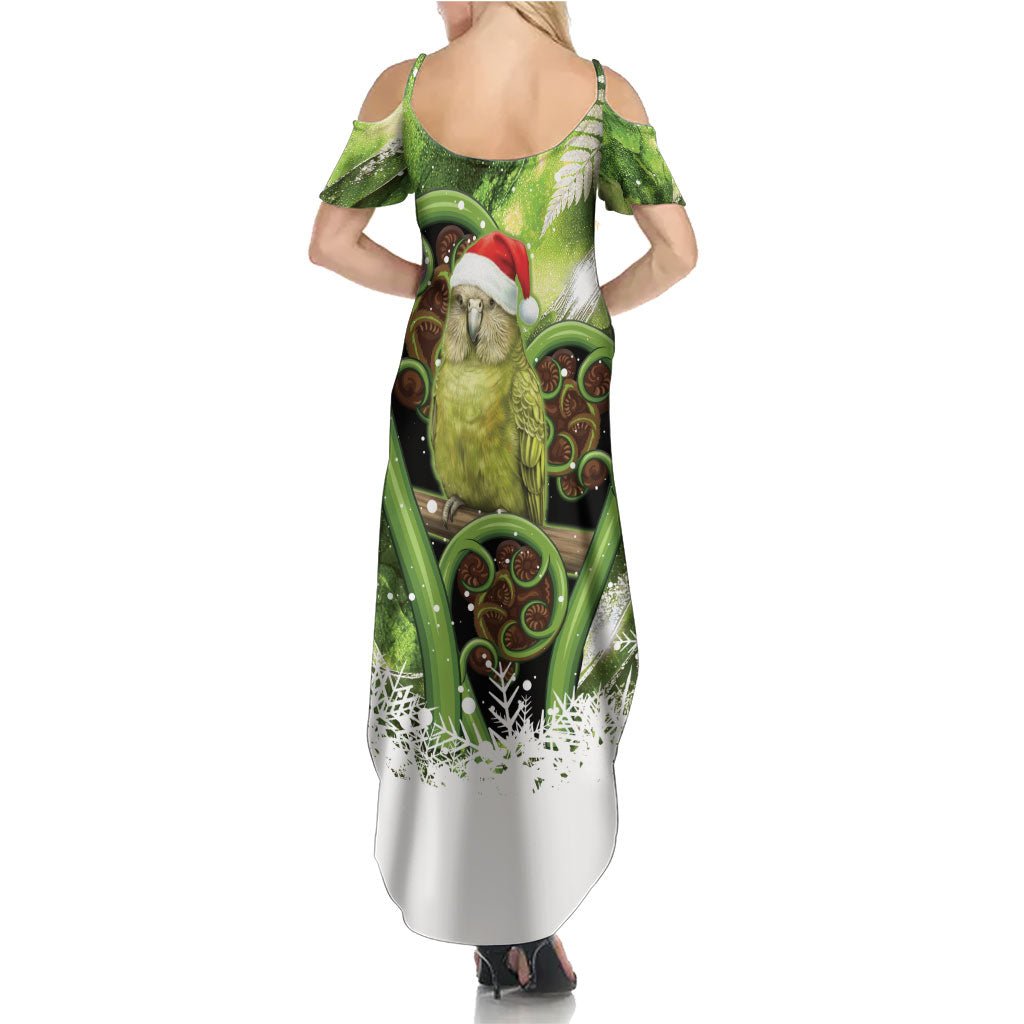 Kakapo New Zealand Christmas In July Family Matching Summer Maxi Dress and Hawaiian Shirt NZ Aroha Koru Fern Marble Vibes