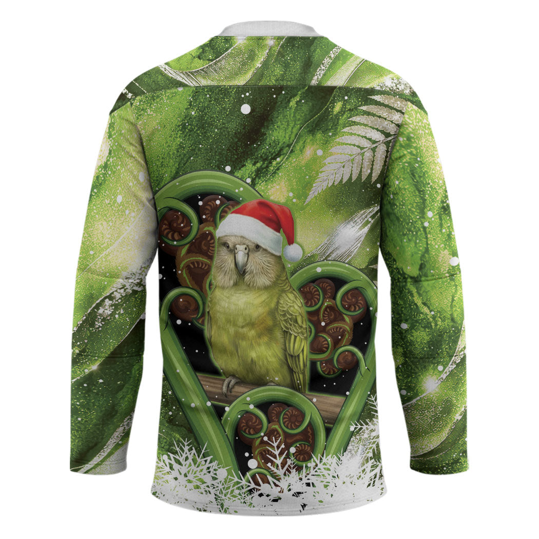Kakapo New Zealand Christmas In July Hockey Jersey NZ Aroha Koru Fern Marble Vibes