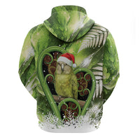 Kakapo New Zealand Christmas In July Hoodie NZ Aroha Koru Fern Marble Vibes