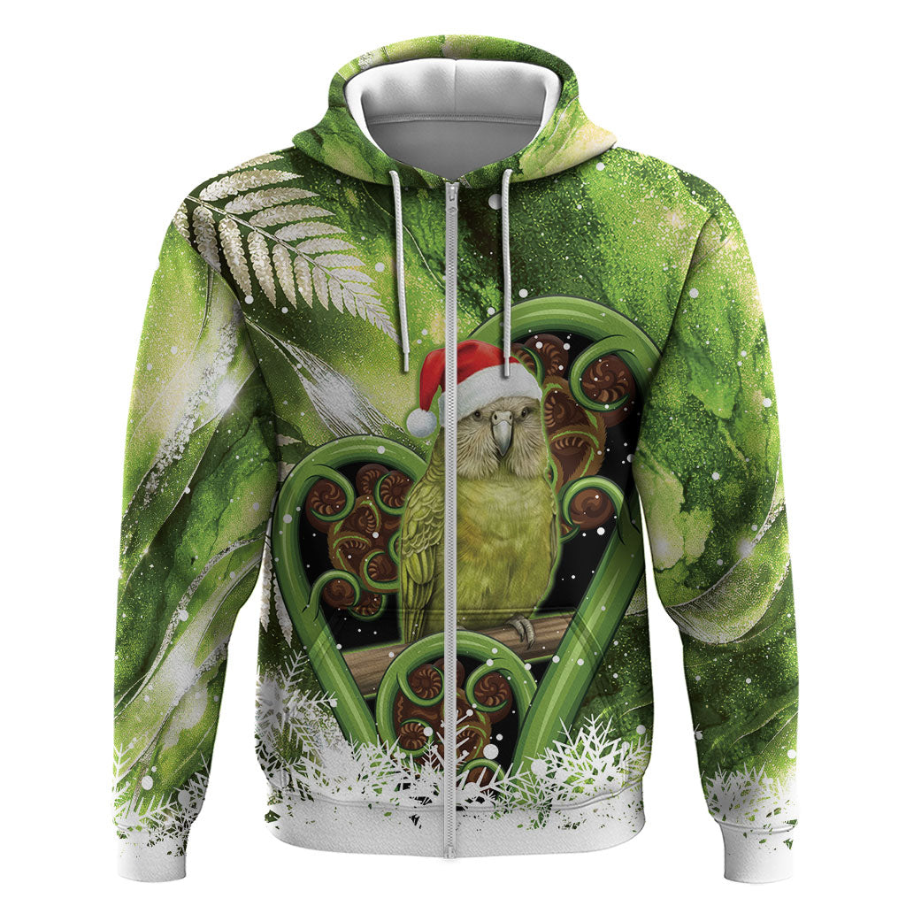 Kakapo New Zealand Christmas In July Hoodie NZ Aroha Koru Fern Marble Vibes