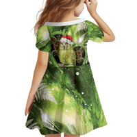 Kakapo New Zealand Christmas In July Kid Short Sleeve Dress NZ Aroha Koru Fern Marble Vibes
