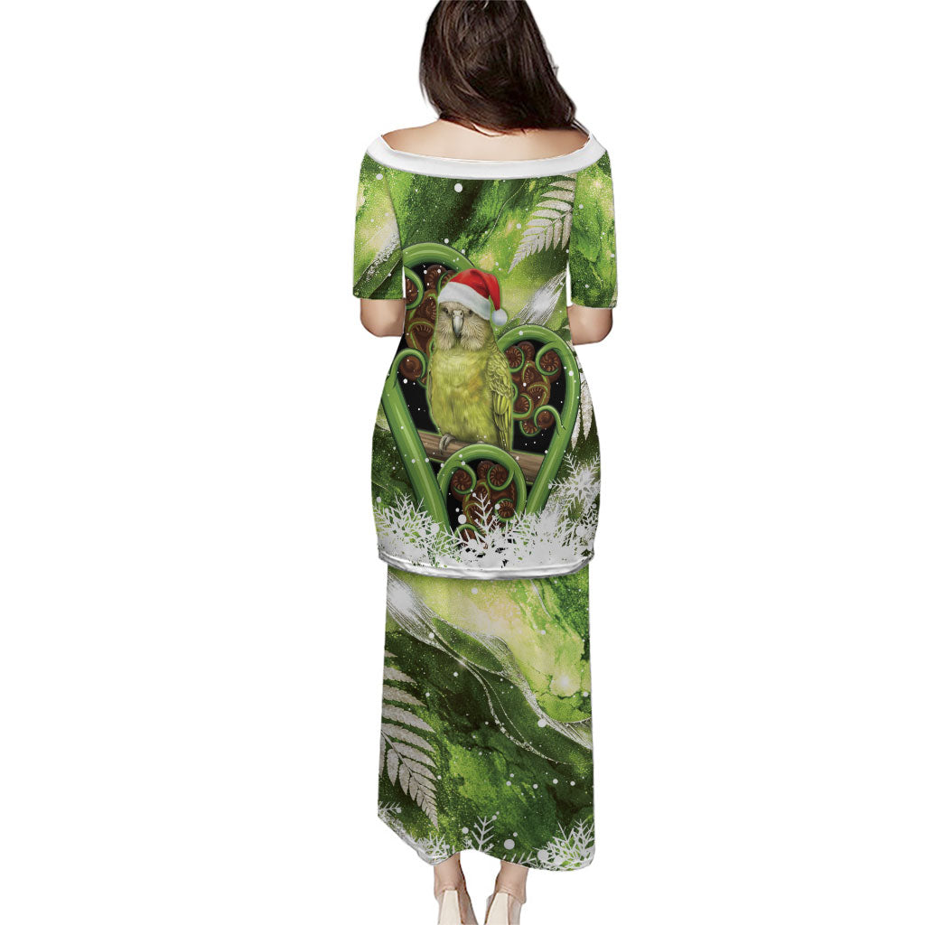 Kakapo New Zealand Christmas In July Puletasi NZ Aroha Koru Fern Marble Vibes