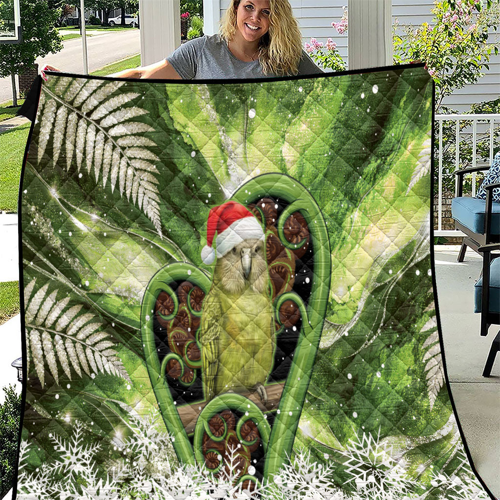 Kakapo New Zealand Christmas In July Quilt NZ Aroha Koru Fern Marble Vibes LT14 Green - Polynesian Pride