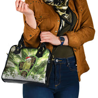 Kakapo New Zealand Christmas In July Shoulder Handbag NZ Aroha Koru Fern Marble Vibes