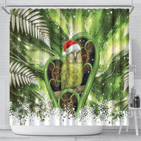 Kakapo New Zealand Christmas In July Shower Curtain NZ Aroha Koru Fern Marble Vibes