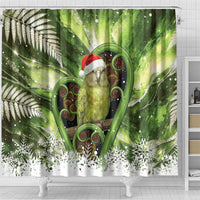 Kakapo New Zealand Christmas In July Shower Curtain NZ Aroha Koru Fern Marble Vibes