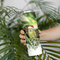 Kakapo New Zealand Christmas In July Skinny Tumbler NZ Aroha Koru Fern Marble Vibes