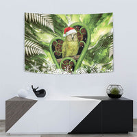 Kakapo New Zealand Christmas In July Tapestry NZ Aroha Koru Fern Marble Vibes