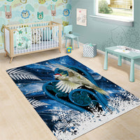 Sulphur-crested Cockatoo New Zealand Christmas In July Area Rug NZ Aroha Koru Fern Marble Vibes