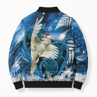 Sulphur-crested Cockatoo New Zealand Christmas In July Bomber Puffer Jacket NZ Aroha Koru Fern Marble Vibes