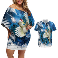 Sulphur-crested Cockatoo New Zealand Christmas In July Couples Matching Off Shoulder Short Dress and Hawaiian Shirt NZ Aroha Koru Fern Marble Vibes