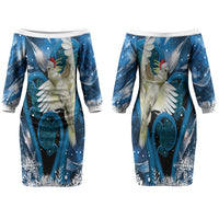 Sulphur-crested Cockatoo New Zealand Christmas In July Couples Matching Off The Shoulder Long Sleeve Dress and Long Sleeve Button Shirt NZ Aroha Koru Fern Marble Vibes LT14 - Polynesian Pride