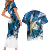 Sulphur-crested Cockatoo New Zealand Christmas In July Couples Matching Short Sleeve Bodycon Dress and Hawaiian Shirt NZ Aroha Koru Fern Marble Vibes