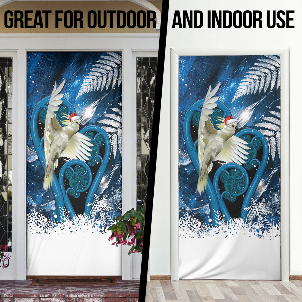 Sulphur-crested Cockatoo New Zealand Christmas In July Door Cover NZ Aroha Koru Fern Marble Vibes