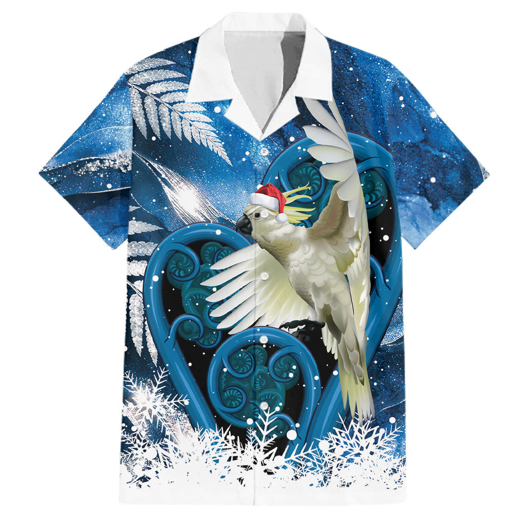 Sulphur-crested Cockatoo New Zealand Christmas In July Family Matching Summer Maxi Dress and Hawaiian Shirt NZ Aroha Koru Fern Marble Vibes