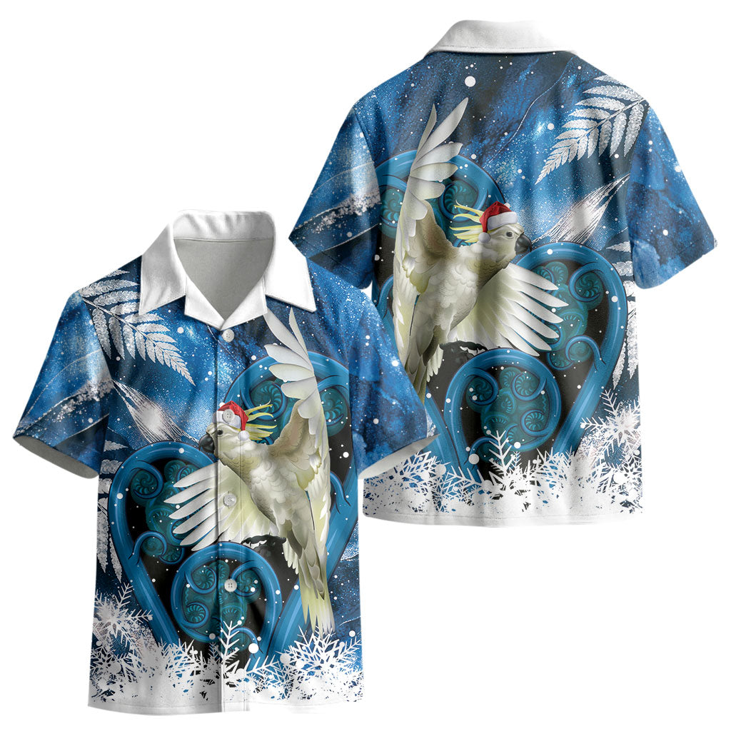 Sulphur-crested Cockatoo New Zealand Christmas In July Kid Hawaiian Shirt NZ Aroha Koru Fern Marble Vibes LT14 - Polynesian Pride