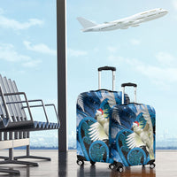 Sulphur-crested Cockatoo New Zealand Christmas In July Luggage Cover NZ Aroha Koru Fern Marble Vibes