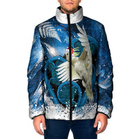 Sulphur-crested Cockatoo New Zealand Christmas In July Padded Jacket NZ Aroha Koru Fern Marble Vibes