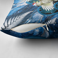 Sulphur-crested Cockatoo New Zealand Christmas In July Pillow Cover NZ Aroha Koru Fern Marble Vibes