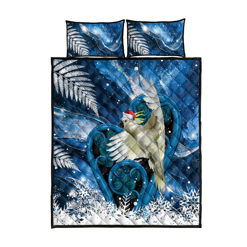 Sulphur-crested Cockatoo New Zealand Christmas In July Quilt Bed Set NZ Aroha Koru Fern Marble Vibes