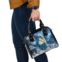 Sulphur-crested Cockatoo New Zealand Christmas In July Shoulder Handbag NZ Aroha Koru Fern Marble Vibes