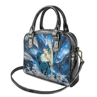 Sulphur-crested Cockatoo New Zealand Christmas In July Shoulder Handbag NZ Aroha Koru Fern Marble Vibes