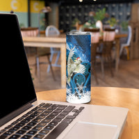 Sulphur-crested Cockatoo New Zealand Christmas In July Skinny Tumbler NZ Aroha Koru Fern Marble Vibes