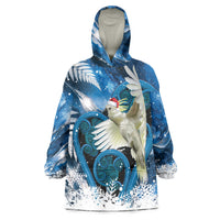 Sulphur-crested Cockatoo New Zealand Christmas In July Wearable Blanket Hoodie NZ Aroha Koru Fern Marble Vibes