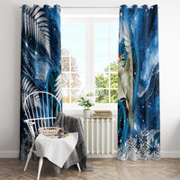 Sulphur-crested Cockatoo New Zealand Christmas In July Window Curtain NZ Aroha Koru Fern Marble Vibes