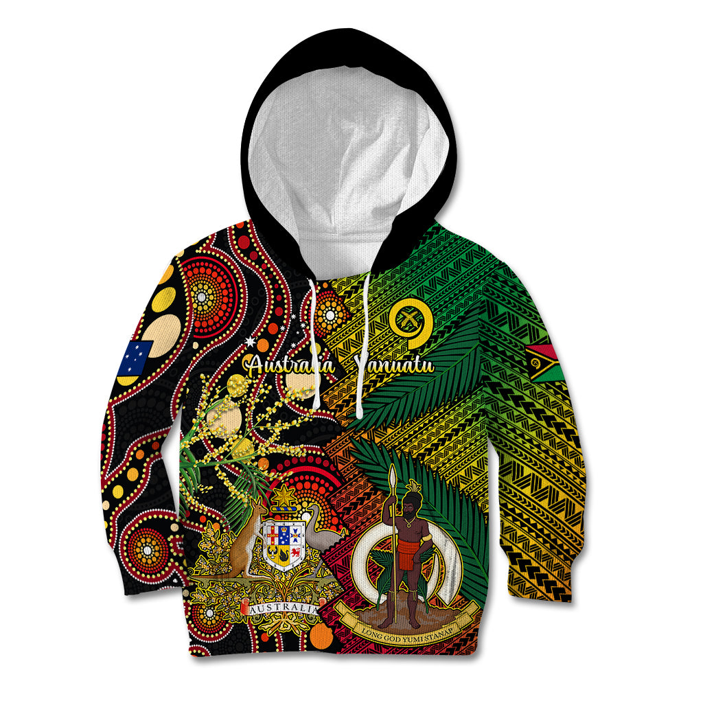 Vanuatu and Australia Kid Hoodie Vanuatuan Polynesian Mix Aussie Aboriginal Art LT14 Hoodie Black - Polynesian Pride