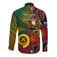 Vanuatu and Australia Long Sleeve Button Shirt Vanuatuan Polynesian Mix Aussie Aboriginal Art LT14 - Polynesian Pride