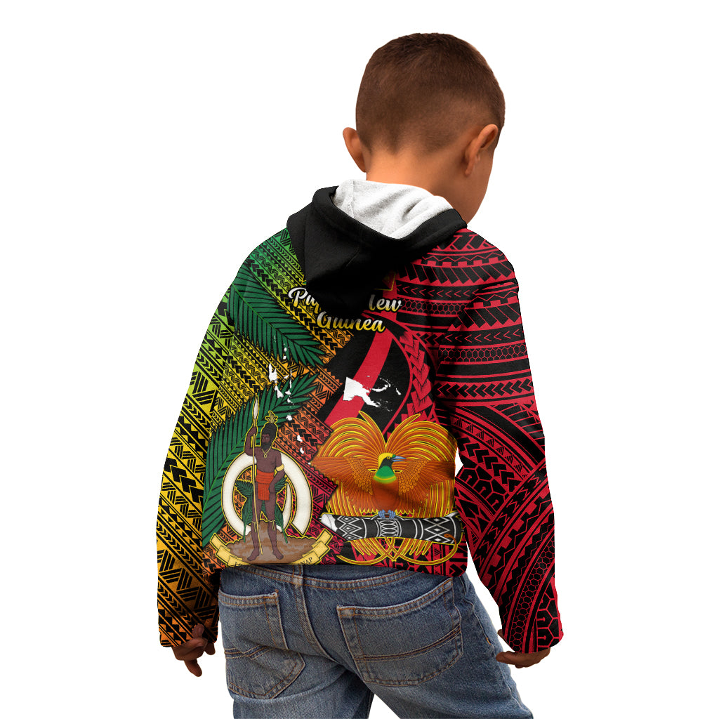 Vanuatu and Papua New Guinea Kid Hoodie Vanuatuan With PNG Polynesian Pattern LT14 - Polynesian Pride