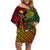 Vanuatu and Papua New Guinea Off Shoulder Short Dress Vanuatuan With PNG Polynesian Pattern LT14 Women Black - Polynesian Pride