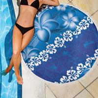 Vintage Blue Polynesia Beach Blanket Plumeria With Hibiscus Tropical Vibes LT14 - Polynesian Pride
