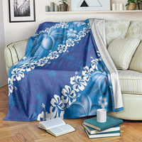 Vintage Blue Polynesia Blanket Plumeria With Hibiscus Tropical Vibes LT14 Blue - Polynesian Pride
