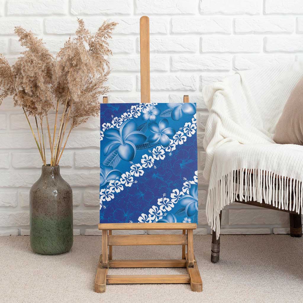 Vintage Blue Polynesia Canvas Wall Art Plumeria With Hibiscus Tropical Vibes LT14 - Polynesian Pride