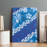 Vintage Blue Polynesia Canvas Wall Art Plumeria With Hibiscus Tropical Vibes LT14 - Polynesian Pride