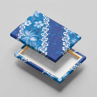 Vintage Blue Polynesia Canvas Wall Art Plumeria With Hibiscus Tropical Vibes LT14 - Polynesian Pride