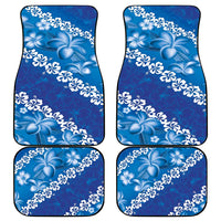 Vintage Blue Polynesia Car Mats Plumeria With Hibiscus Tropical Vibes LT14 - Polynesian Pride