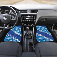 Vintage Blue Polynesia Car Mats Plumeria With Hibiscus Tropical Vibes LT14 Set 2pcs - Front Blue - Polynesian Pride