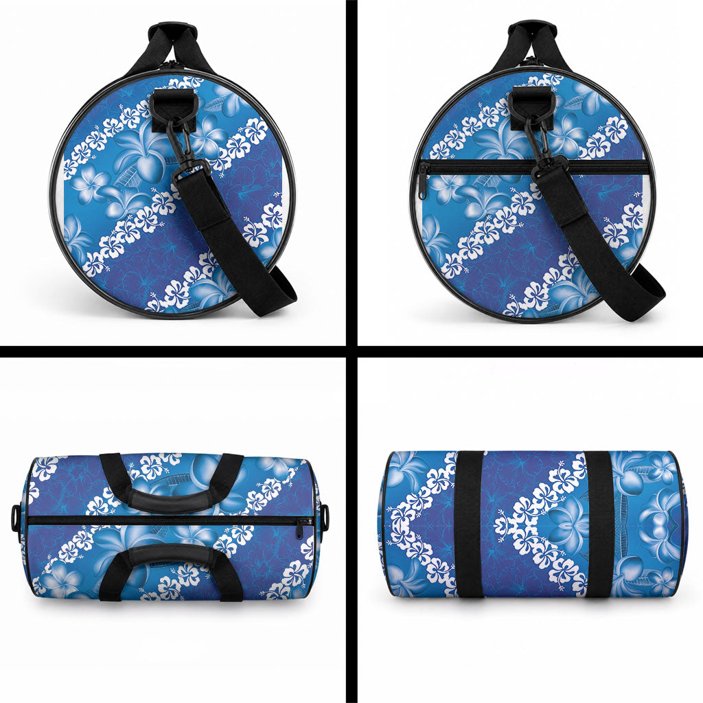 Vintage Blue Polynesia Duffle Bag Plumeria With Hibiscus Tropical Vibes LT14 - Polynesian Pride