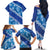 Vintage Blue Polynesia Family Matching Off The Shoulder Long Sleeve Dress and Hawaiian Shirt Plumeria With Hibiscus Tropical Vibes