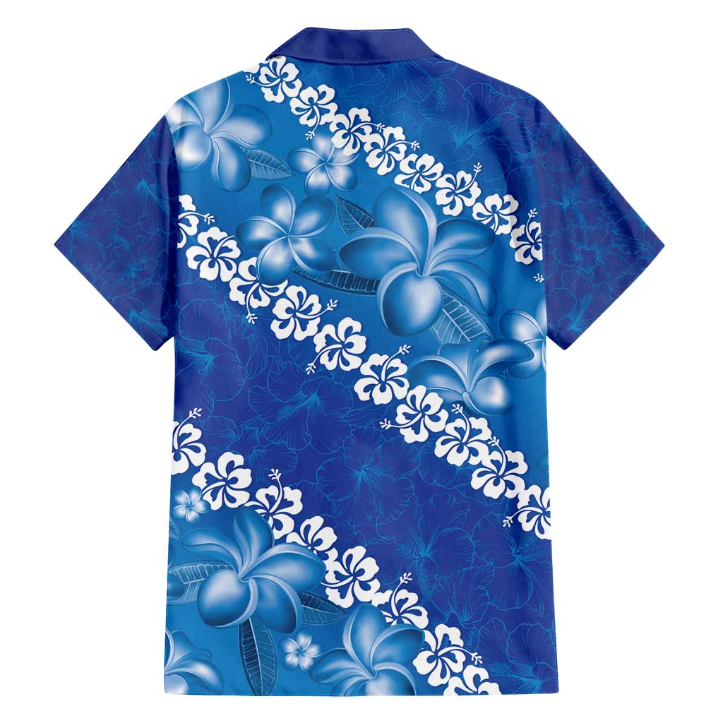 Vintage Blue Polynesia Family Matching Off Shoulder Maxi Dress and Hawaiian Shirt Plumeria With Hibiscus Tropical Vibes