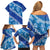 Vintage Blue Polynesia Family Matching Off Shoulder Short Dress and Hawaiian Shirt Plumeria With Hibiscus Tropical Vibes