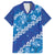 Vintage Blue Polynesia Family Matching Off Shoulder Short Dress and Hawaiian Shirt Plumeria With Hibiscus Tropical Vibes