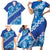 Vintage Blue Polynesia Family Matching Short Sleeve Bodycon Dress and Hawaiian Shirt Plumeria With Hibiscus Tropical Vibes