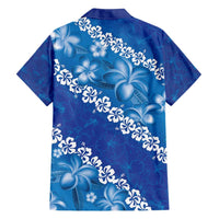 Vintage Blue Polynesia Family Matching Summer Maxi Dress and Hawaiian Shirt Plumeria With Hibiscus Tropical Vibes