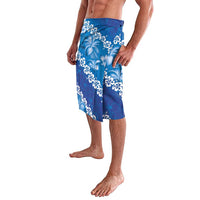 Vintage Blue Polynesia Lavalava Plumeria With Hibiscus Tropical Vibes LT14 - Polynesian Pride