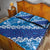 Vintage Blue Polynesia Quilt Bed Set Plumeria With Hibiscus Tropical Vibes